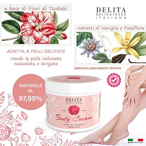 Dulàc - Body Cream - Crema corporal hidratante con flores de Tsubaki - 500 ml - Hidrata, reafirma y alisa tu piel - 97,95% natural - DELITA