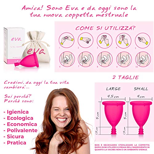 Dulàc - Copa Menstrual Super-Soft - 2 tallas - Eva (Small + Large, Rosa)