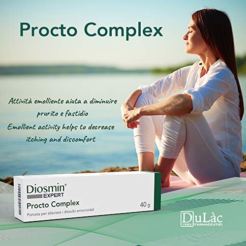 Dulàc - Diosmin Expert - Procto Complex - Crema para el tratamiento de hemorroides con Diosmin, Escin, Gotu kola, Hypericum, Castaño de Indias y Manteca de Karité - SIN CORTISONA (2 x 40 g)