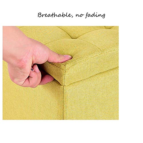 DULPLAY Portátil Otomana almacenaje, Taburete Puff Cuadrado Tela Asiento Acolchado Almacenamiento Banco cómodo Esponja Taburete de café Rígida para Recorrido casero-Gris 35x30x30cm(14x12x12inch)