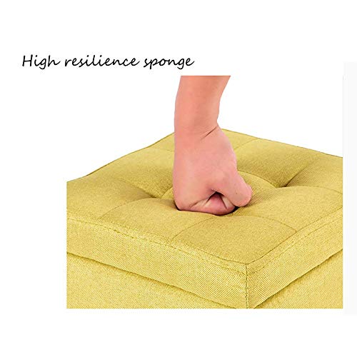 DULPLAY Portátil Otomana almacenaje, Taburete Puff Cuadrado Tela Asiento Acolchado Almacenamiento Banco cómodo Esponja Taburete de café Rígida para Recorrido casero-Gris 35x30x30cm(14x12x12inch)