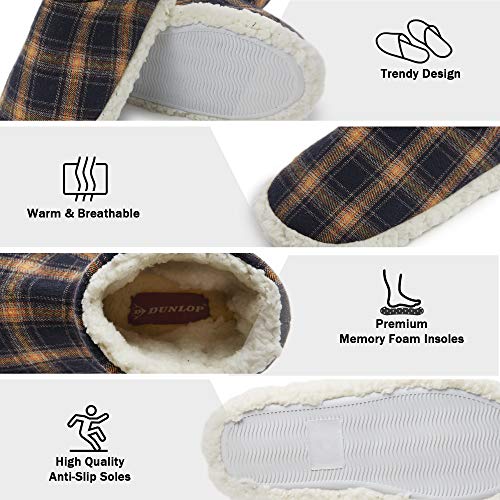 Dunlop Zapatillas Casa Hombre | Zapatillas Altas Calienta Pies Invierno Cerradas Hombre | Pantuflas de Casa | Zapatillas Forradas de Borreguito Suela de Goma Dura (44 EU, Azul Marino y Mostaza)