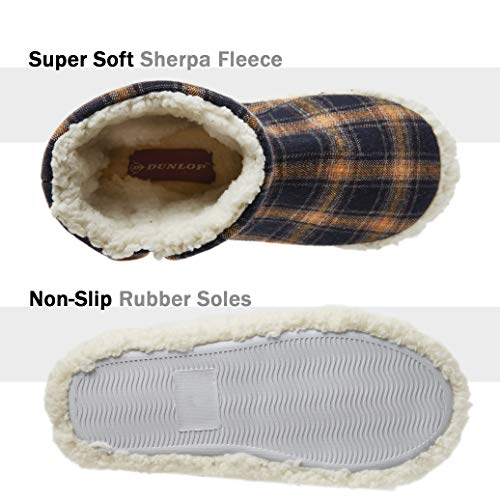 Dunlop Zapatillas Casa Hombre | Zapatillas Altas Calienta Pies Invierno Cerradas Hombre | Pantuflas de Casa | Zapatillas Forradas de Borreguito Suela de Goma Dura (44 EU, Azul Marino y Mostaza)