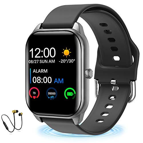 DUODUOGO K10 Reloj Smartwatch, Reloj Inteligente Mujer y Hombre, IP68 Impermeable Pulsera Actividad Deportivo, 1.4'' Pantalla Táctil Reloj con Pulsómetros y Monitor de Sueño para Android iOS (Negro+)