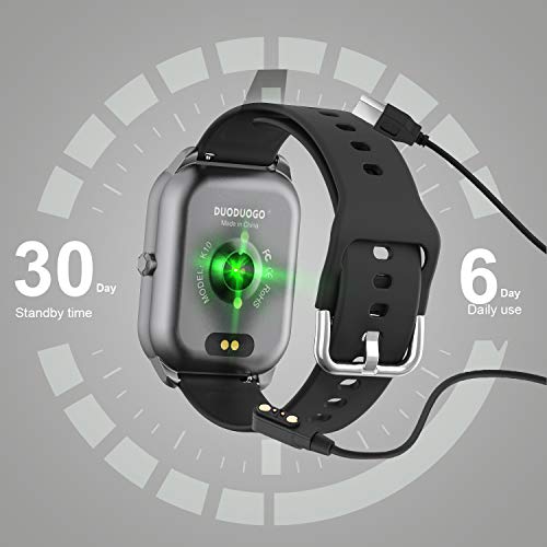 DUODUOGO K10 Reloj Smartwatch, Reloj Inteligente Mujer y Hombre, IP68 Impermeable Pulsera Actividad Deportivo, 1.4'' Pantalla Táctil Reloj con Pulsómetros y Monitor de Sueño para Android iOS (Negro+)