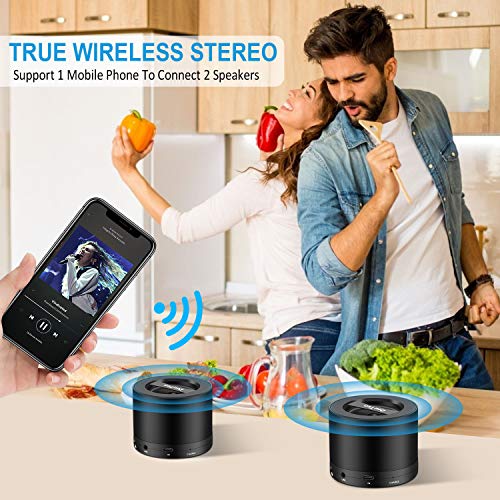 DuoTen Altavoz Inalámbrico Portátil, Altavoz Bluetooth Inalámbrico, Sonido 3D, TWS, Graves Profundos, Radio, Micrófono Incorporado, AUX, Cordón, Tamaño Mini para Viajes, Hogar,Deporte -2 Pack