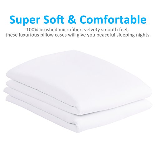 Duractron - 2 Fundas de microfibra hipoalergénica para almohada, tamaño Queen (50 x75 cm), blancas, 2 unidades