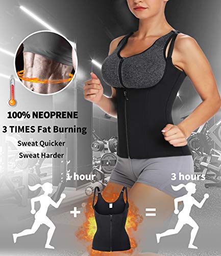 DUROFIT Chaleco de Sudor Chaleco Sauna Mujer Faja Reductora Adelgazante Abdominal Neopreno de Sudoración para Deporte Fitness Negro XXL