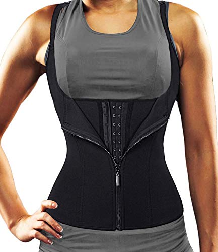 DUROFIT Chaleco de Sudor Chaleco Sauna Mujer Faja Reductora Adelgazante Abdominal Neopreno de Sudoración para Deporte Fitness Negro XXL