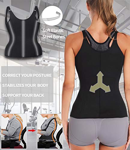 DUROFIT Chaleco de Sudor Chaleco Sauna Mujer Faja Reductora Adelgazante Abdominal Neopreno de Sudoración para Deporte Fitness Negro XXL