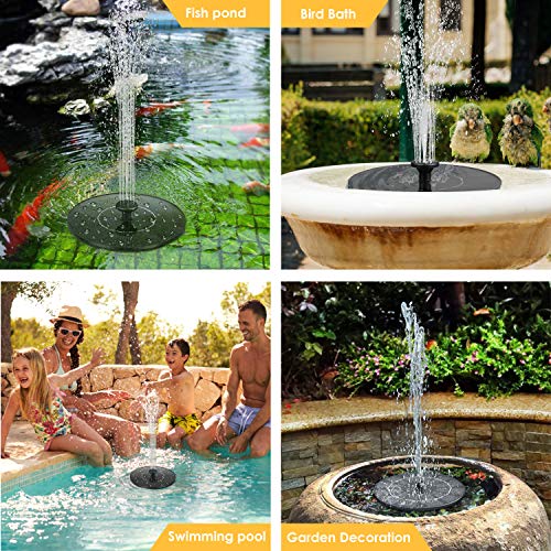 Dustgo bomba de agua solar, bomba de fuente solar, panel solar flotante (con 4 boquillas), utilizado para fuente, piscina, jardín, estanque, decoración de jardín