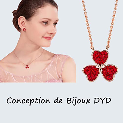 DYD Conjunto de Joyería Trébol Juego de Colgante y Pendientes para Mujer Regalo para Aniversario Cumpleaños