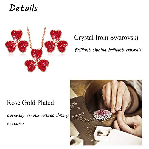 DYD Conjunto de Joyería Trébol Juego de Colgante y Pendientes para Mujer Regalo para Aniversario Cumpleaños