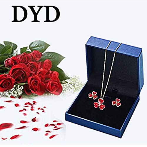 DYD Conjunto de Joyería Trébol Juego de Colgante y Pendientes para Mujer Regalo para Aniversario Cumpleaños