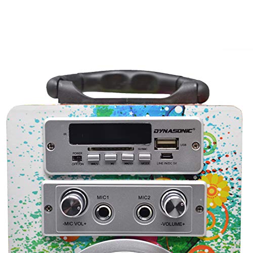 DYNASONIC - Altavoz Bluetooth con Karaoke 10W | Reproductor mp3 Inalámbrico Portátil, Lector USB SD, Radio FM - Modelo 1