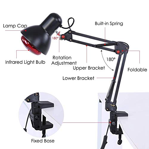 Dytxe-shelf Lampara Infrarrojos Calor Mejora Circulación Sanguínea, Tdp Lampara Infrarroja Relaja La Tensión Muscular Alivio del Dolor para Cuello, Espalda, Hombro Y Rodilla