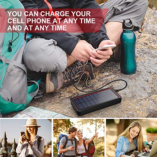 Dyw Cargador Solar 26800mAh, Batería Externa Solar con Entrada Tipo C y 2 Salidas USB, Power Bank Solar de Carga Rápida con Linterna LED para iPhone Android iPad Cámara, Actividades Al Aire Libre