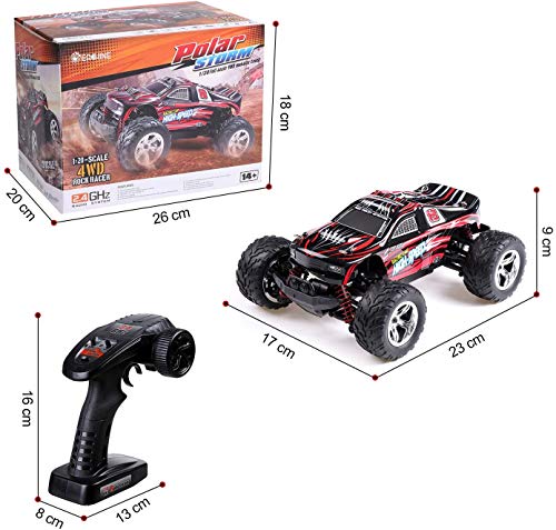 EACHINE EC09 Coche de Control Remoto para niños Adultos, RC Car de Alta Velocidad 1: 20 Escala 35+ mph 4WD Off Road Monster Trucks, 2 baterías Recargables 40 Minutos