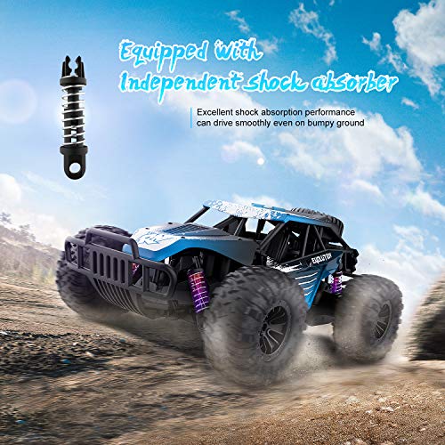 EACHINE EC16 Coche Control Remoto para Niños Adultos 45 Minutos 1/16 RC Coches Off Road Truck 2WD Alta Velocidad 20km/h 2.4Ghz Todo terreno impermeable Juguetes Regalos para Niños Adultos (2 baterías)