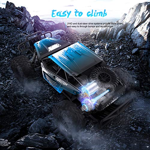 EACHINE EC16 Coche Control Remoto para Niños Adultos 45 Minutos 1/16 RC Coches Off Road Truck 2WD Alta Velocidad 20km/h 2.4Ghz Todo terreno impermeable Juguetes Regalos para Niños Adultos (2 baterías)