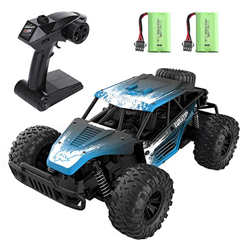 EACHINE EC16 Coche Control Remoto para Niños Adultos 45 Minutos 1/16 RC Coches Off Road Truck 2WD Alta Velocidad 20km/h 2.4Ghz Todo terreno impermeable Juguetes Regalos para Niños Adultos (2 baterías)