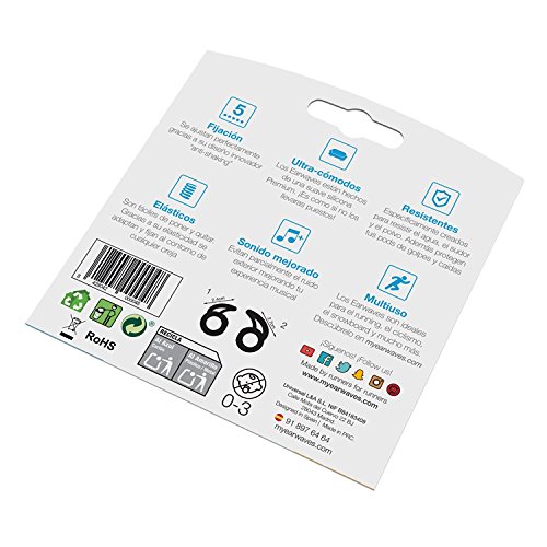 Earwaves ® - Accesorio fijador Compatible con Auriculares Apple AirPods & Apple EarPods. Compatible con Auriculares iPhone X, iPhone 8, iPhone 7, etc. Incluye 2 Tallas.