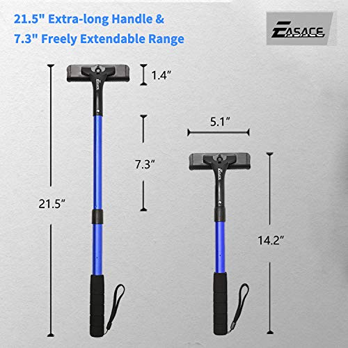 EASACE Afeitadora Espalda Afeitadora Corporal para Hombres, Depilación Corporal con Mango Largo 54.5cm Ajustable, Curvo DIY Peluquero Afeitadora Sin Dolor con 3 Durable Cuchilla Repuesto (Azul)