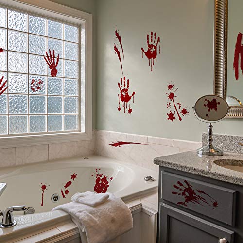 EasyAcc pegatinas de Halloween realistas patrón de huellas de dedos y pies decoración de Halloween ventana espejo bañera decoración Spukhaus (8 paquetes)