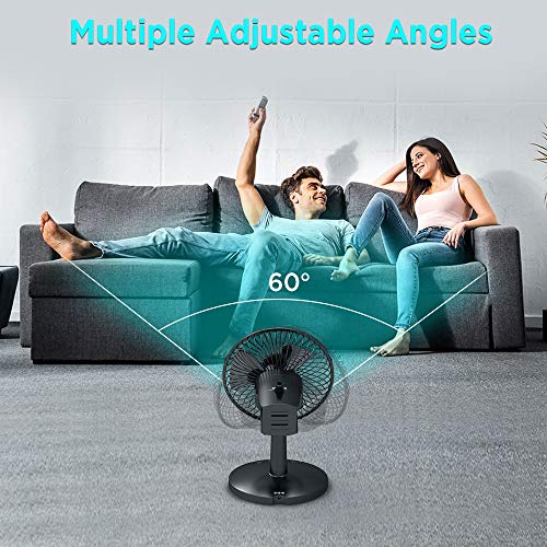 EasyAcc Ventilador de batería,ventilador de escritorio oscilante Batería de 5200mAh Ventilador alimentado por USB 6-16 horas 3 velocidades Refrigeración personal para oficina Hogar Camping BBQ Huracán