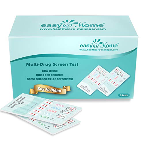 Easy@Home 5 x Test de Multidrogas Orina, Detecta Cocaína (COC), Marihuana (THC), Opio (Opi 2000), Anfetamina (AMP), Benzodiacepinas (BZO)- Pruebas de Multidrogas para la detección de 5 Drogas