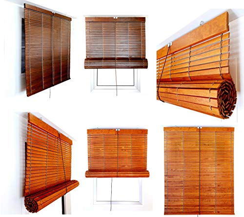EB ESTORES BARATOS Persiana Alicantina Exterior/Persiana de Madera Exterior Enrollable. Contactaremos para su Ajuste sin Cargo. Medida Ancho X Alto Color: Nogal. Medidas: 92cm x 80cm