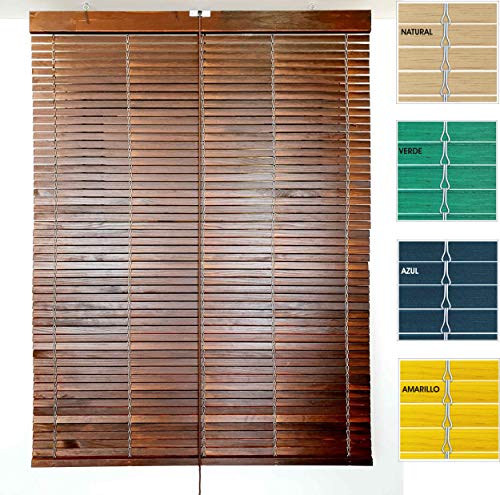 EB ESTORES BARATOS Persiana Alicantina Exterior/Persiana de Madera Exterior Enrollable. Contactaremos para su Ajuste sin Cargo. Medida Ancho X Alto Color: Nogal. Medidas: 92cm x 80cm