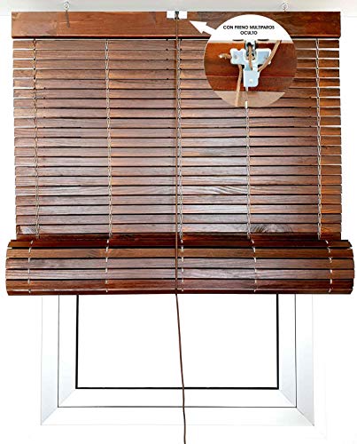 EB ESTORES BARATOS Persiana Alicantina Exterior/Persiana de Madera Exterior Enrollable. Contactaremos para su Ajuste sin Cargo. Medida Ancho X Alto Color: Nogal. Medidas: 92cm x 80cm