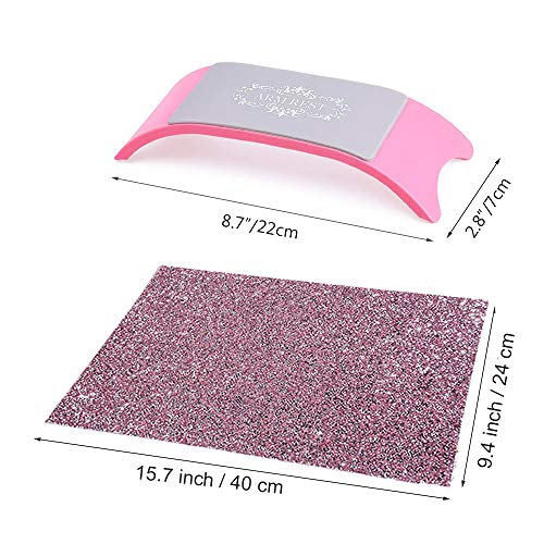 EBANKU - Juego de alfombrillas de manicura para manicura, diseño de uñas de diamante brillante, plegable y almohada de silicona, lavable para fotos de uñas