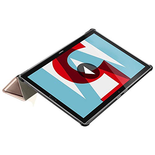 ebestStar - Funda Compatible con Huawei MediaPad M5 Lite 10.1 Carcasa Cuero PU y Silicona, Smart Cover Reposo Automático, Dorado +Cristal Templado [M5 Lite 10.1: 243.4 x 162.2 x 7.7mm, 10.1'']