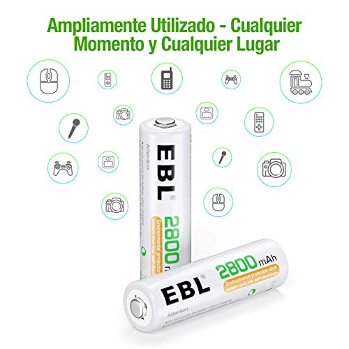 EBL 2800mAh AA de Alta Capacidad Ni-MH Pilas Recargables para los Equipos Domésticos - 4 Piezas