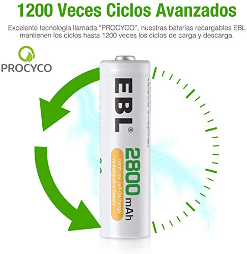 EBL 2800mAh AA de Alta Capacidad Ni-MH Pilas Recargables para los Equipos Domésticos - 4 Piezas