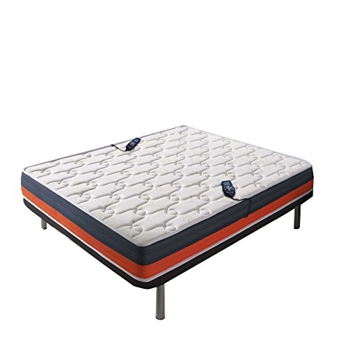 ECO-DE Colchón viscoelastico Baicent Fleur de Lavande con Sistema de Masaje 16 vibromotores, Mando a Distancia programable, Modo Auto 20 cm 150x200 - Disponible en Todas Las Medidas