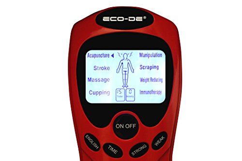 ECO-DE EMS Electroestimulador Muscular portátil, Compacto fácil Uso, LCD Azul, 8 programas
