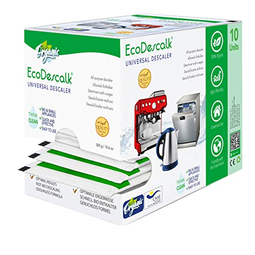 EcoDescalk Universal Ecológico en Polvo, 10 Sobres. Descalcificador 100% Natural. Limpiador para todo tipo de Electrodomésticos: Hervidores, Lavadoras, Lavavajillas. Producto CE.