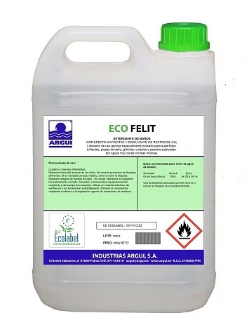 ECOFELIT 5 Litros. DETERGENTE y DESINCRUSTANTE ANTICAL PROFESIONAL ECOLOGICO. Limpieza ecológica. ECOLABEL