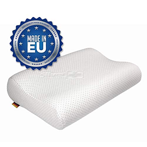 EcoNight - Almohada de espuma viscoelástica para el cuello, antironquidos, almohada ortopédica ergonómica, 50 x 36 cm, OEKO-TEX, hipoalergénica, de apoyo suave, Blanco, 50x36 cm