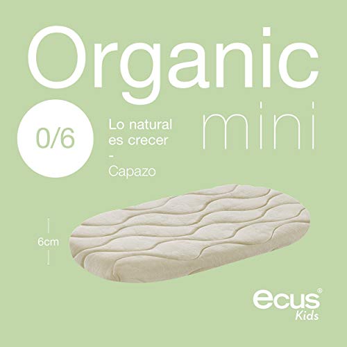 Ecus Kids, El colchón capazo bebé Organic, es el colchón capazo bebé elaborado con materiales orgánicos que potencian sus efectos relajantes - 72x33x05, Beige