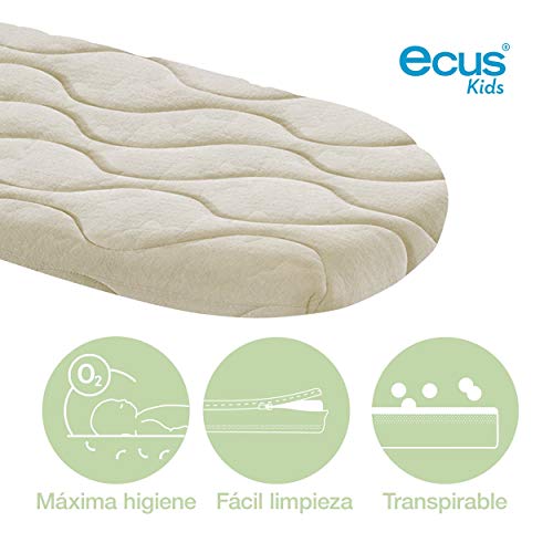 Ecus Kids, El colchón capazo bebé Organic, es el colchón capazo bebé elaborado con materiales orgánicos que potencian sus efectos relajantes - 72x33x05, Beige