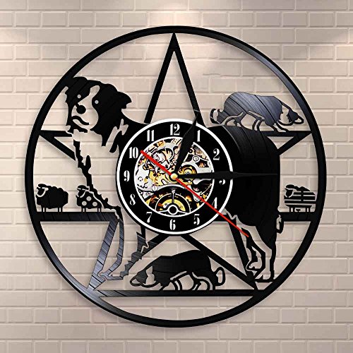 Edge Collie Dog Reloj de pared Edge Collie Training Club Herding Dog Raza Vinilo Decoración de pared Reloj de pared Regalo para amantes de los perros