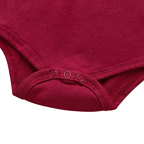 Edjude Bebé niñas Top de Manga Larga Pantalones Conjuntos 3Pcs Botón Romper Flor Rosa Diadema 18-24 Meses Rojo