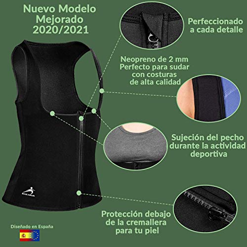 EDM - Chaleco Faja Quema Grasa Mujer con Cuerda Saltar - Faja Reductora Mujer Adelgazante - Camiseta Reductora Mujer - Chaleco Quema Grasa Mujer con Cremallera - Fajas De Neopreno para Adelgazar S