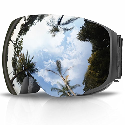 eDriveTech-Gafas de Esquí, Anti Niebla OTG Gafas de Esquiar para Mujer Hombre Juventud Chicos Chicas Protección UV Actualización Magnéticos Intercambiables Doble Capa Esférica Lentes Máscara Snowboard