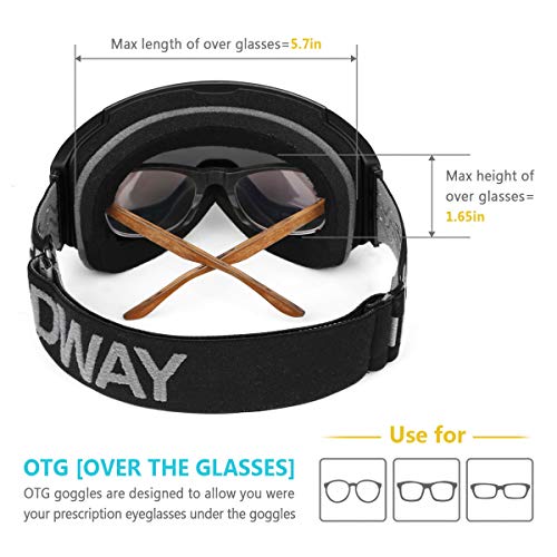 eDriveTech-Gafas de Esquí, Anti Niebla OTG Gafas de Esquiar para Mujer Hombre Juventud Chicos Chicas Protección UV Actualización Magnéticos Intercambiables Doble Capa Esférica Lentes Máscara Snowboard