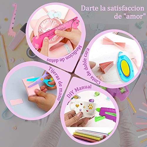 E·Durable Hot Mini Pistola de Pegamento con 38 Piezas Barras de Pegamento Colorido con Tijeras Regla Adhesivo de Doble Cara Pistola Silicona Kit DIY Escolares para niños (30w Morado)